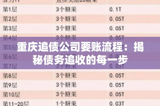 重庆追债公司要账流程：揭秘债务追收的每一步