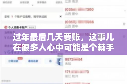 过年最后几天要账，这事儿在很多人心中可能是个棘手的问题。毕竟，春节临近，家家户户都在忙着准备团圆饭，谁也不想在这个时候被债务问题打扰。但现实是，有些账务问题不得不在这个时候解决。今天，我就来和大家聊聊这个话题，希望能给大家带来一些帮助。